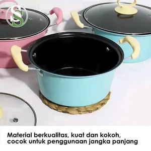 panci sup enamel tutup kaca