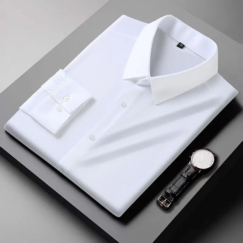 Áo sơ mi lụa nam dài tay cổ bẻ, áo sơ mi vải lụa không nhăn không xù cao cấp. 1