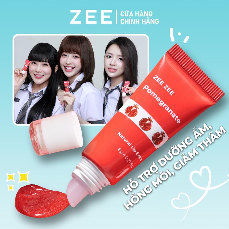 Son Dưỡng Lựu Đỏ Giúp Hồng Môi Cải Thiện Sắc Tố Khô Nứt Cấp Ẩm Zee Zee Dạng Tuýp 6g