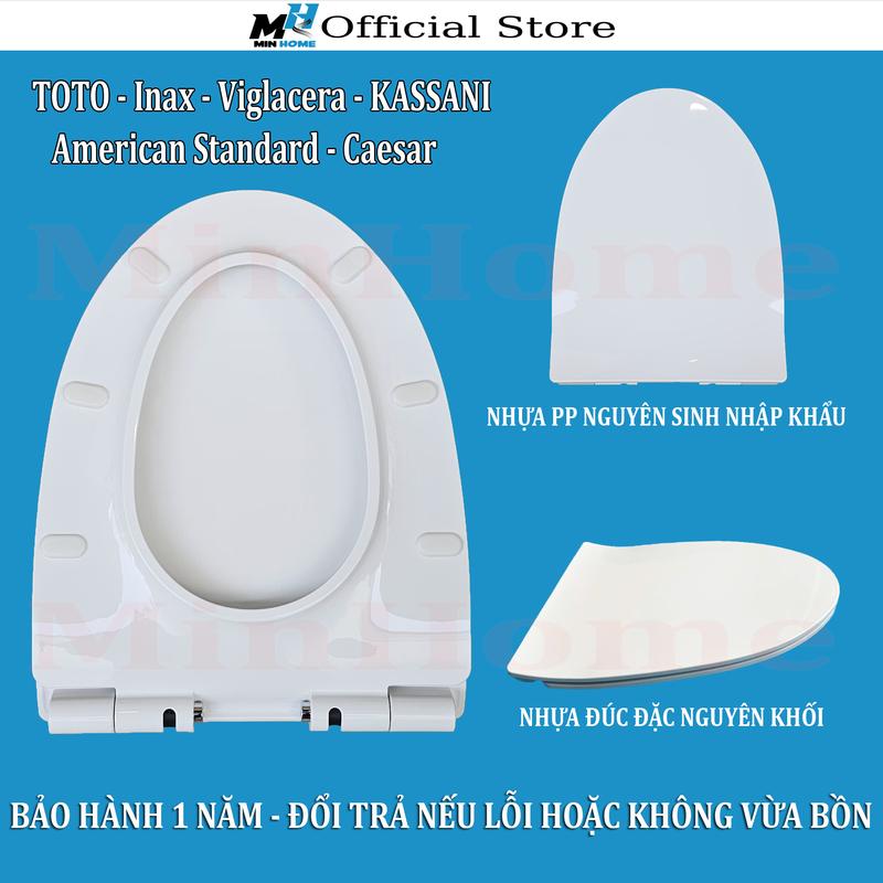Nắp bồn cầu nhựa đặc cho bệt TOTO,INAX,Viglacera,American liền khối, kích thước ngang 37cm, dài cân chỉnh 46-48cm, ốc chốt inox tháo nhanh