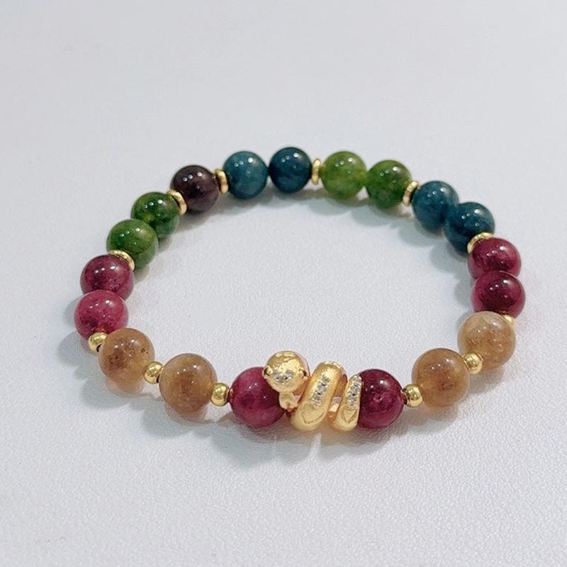 Fashion Natural Color Tourmaline  Bracelets Women's Light Luxury  Snake Beaded Bracelet Birthday Party  Gift 3