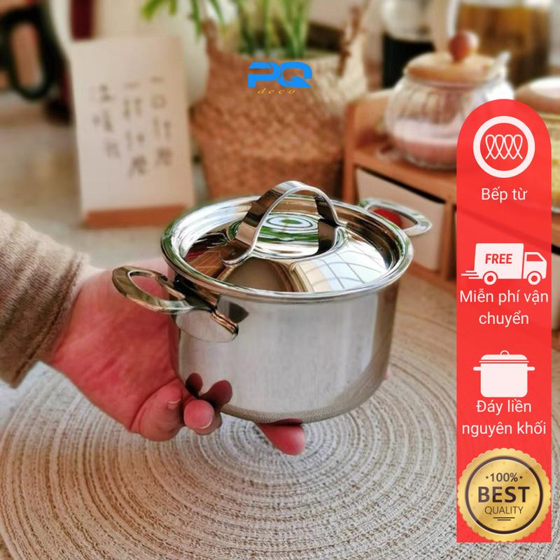Nồi inox bếp từ 304 nhỏ mini 10cm 3 đáy bằng thép không gỉ 18/10 CKM49
