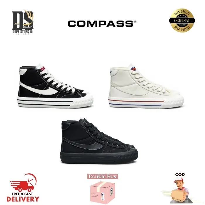 Sepatu Compass Retrograde High Decon Black White / Cream / Triple Black ...