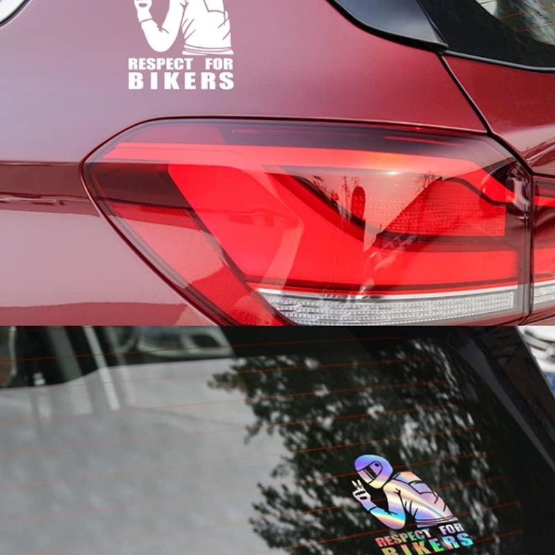 Motorcycle Reflective Sticker, Respect for Cyclists Reflective Sticker Decal Car Stickers Fashion Car Decoration Sticker (Multicolor) 4