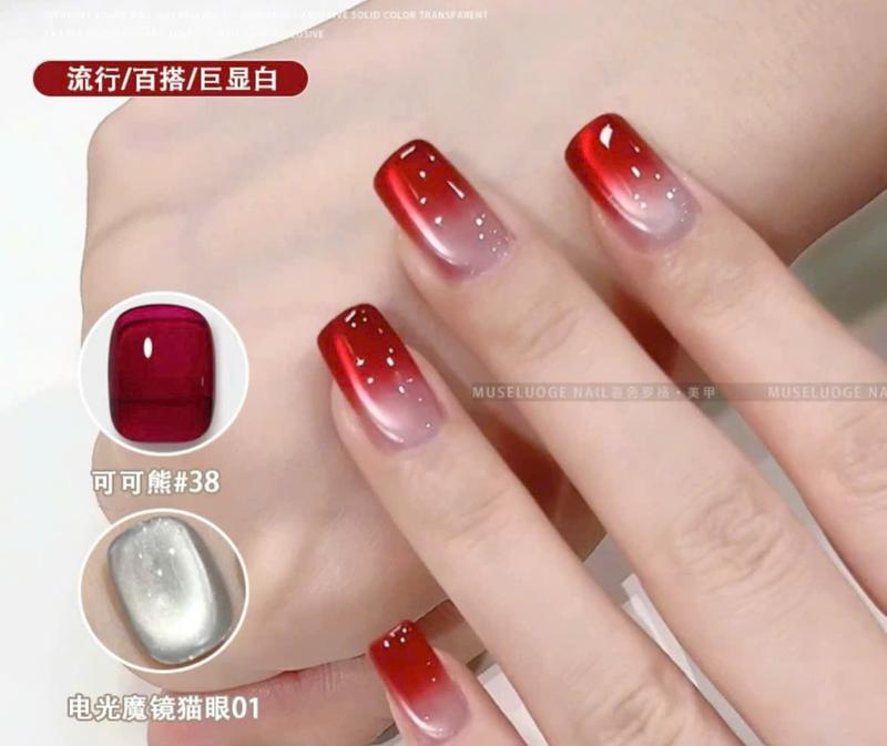 Combo 2 chai sơn gel hơ máy mắt mèo trắng và thạch đỏ dành cho Nail