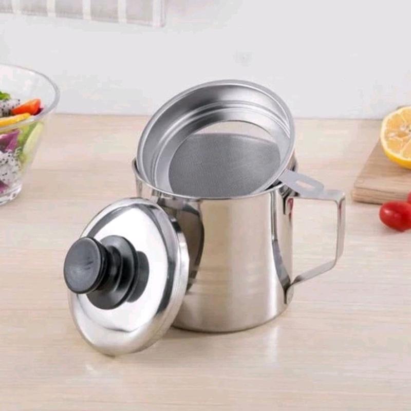 WADAH SARINGAN MINYAK  1.3 LITER STAINLESS STEEL GELAS PENYARING AMPAS SISA 4