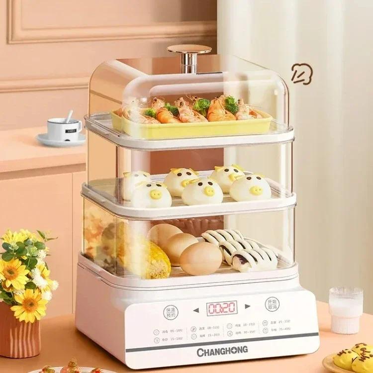 household-three-layer-transparent-electric-steamer-steam-pot-tiktok