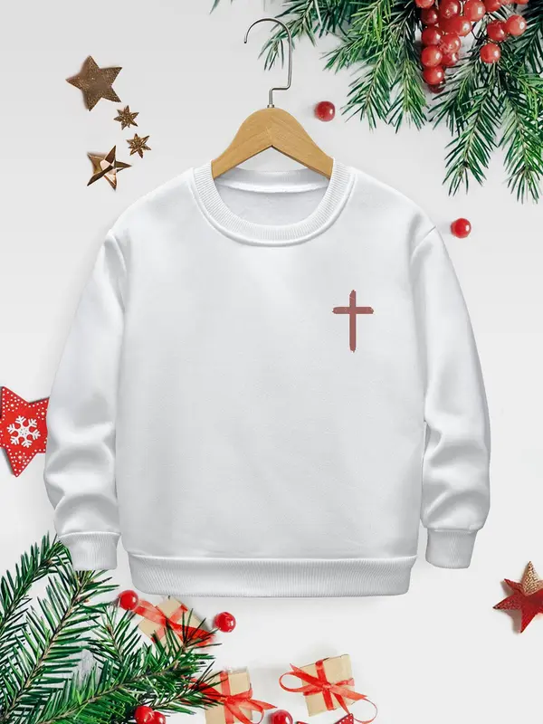 Boy's Letter Print Crew Neck Sweatshirt, Casual Long Sleeve Pullover for Fall & Winter, Kids Clothes for Daily Wear 5