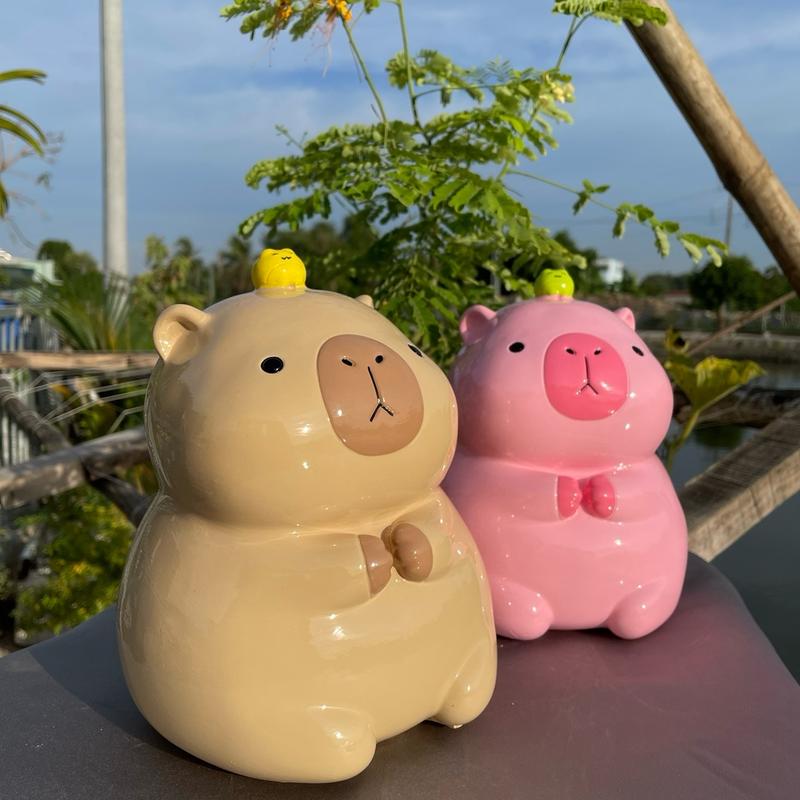 Tượng Capybara Thạch Cao Bỏ Ống Tiết Kiệm Heo Đất Xiteen Ống Heo Đựng Tiền