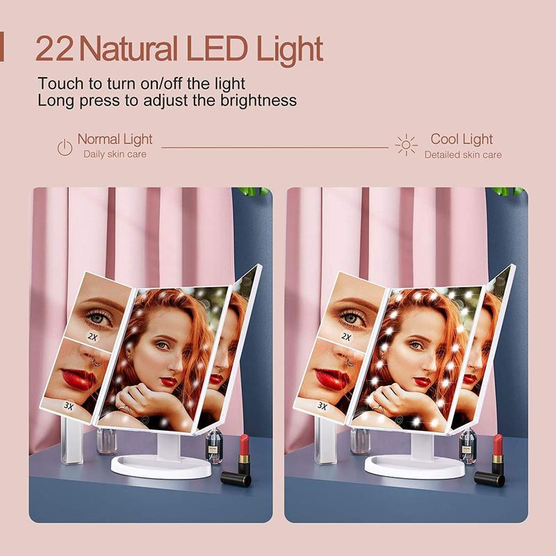 Foldable LED Mirror with Light, USB Rechargeable Touch Mirror with Magnification, Portable Makeup Mirror for Daily Use, Stocking Fillers Gift, Mum Compact Mirror, Room Decor 5