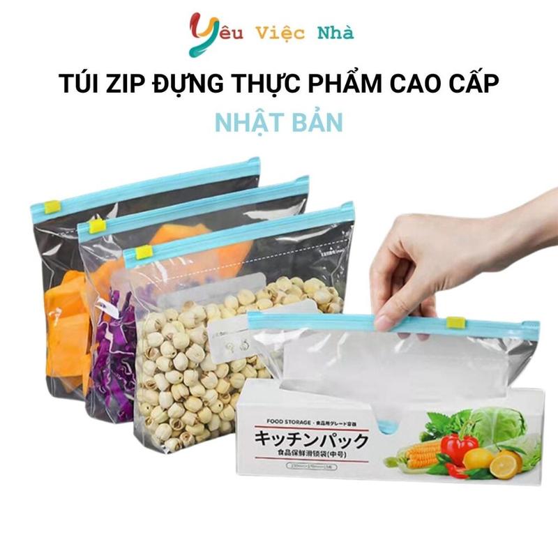  Túi Zip Đựng Thực Phẩm Có Khóa Kéo Có Tag Ghi Chú Có Thể Tái Sử Dụng - Bảo Quản Thức Ăn Đồ Khô Đồ Tươi Sống 