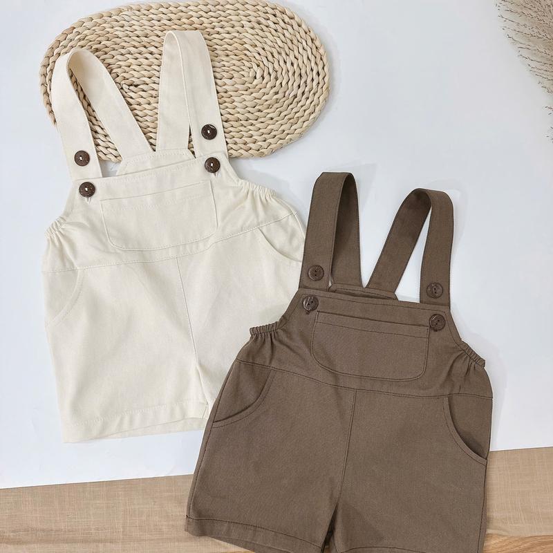 [BeHan] Yếm  sooc ngắn Kaki mềm basic cho bé trai, bé gái 8-17kg - Q25B4