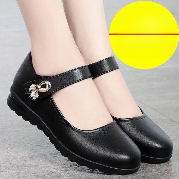 Product Introduction of Giày Cao gót Cho Mẹ, Da Thật Mềm, Mũi Tròn, Giày Nữ, Giày Da Đế Bằng, Có Dây Đeo Chống Trượt, Thích Hợp Cho Phụ Nữ Trung Người Già Và Cao Tuổi, Giày Đi Làm Cho Phụ Nữ Shoes Jean 9