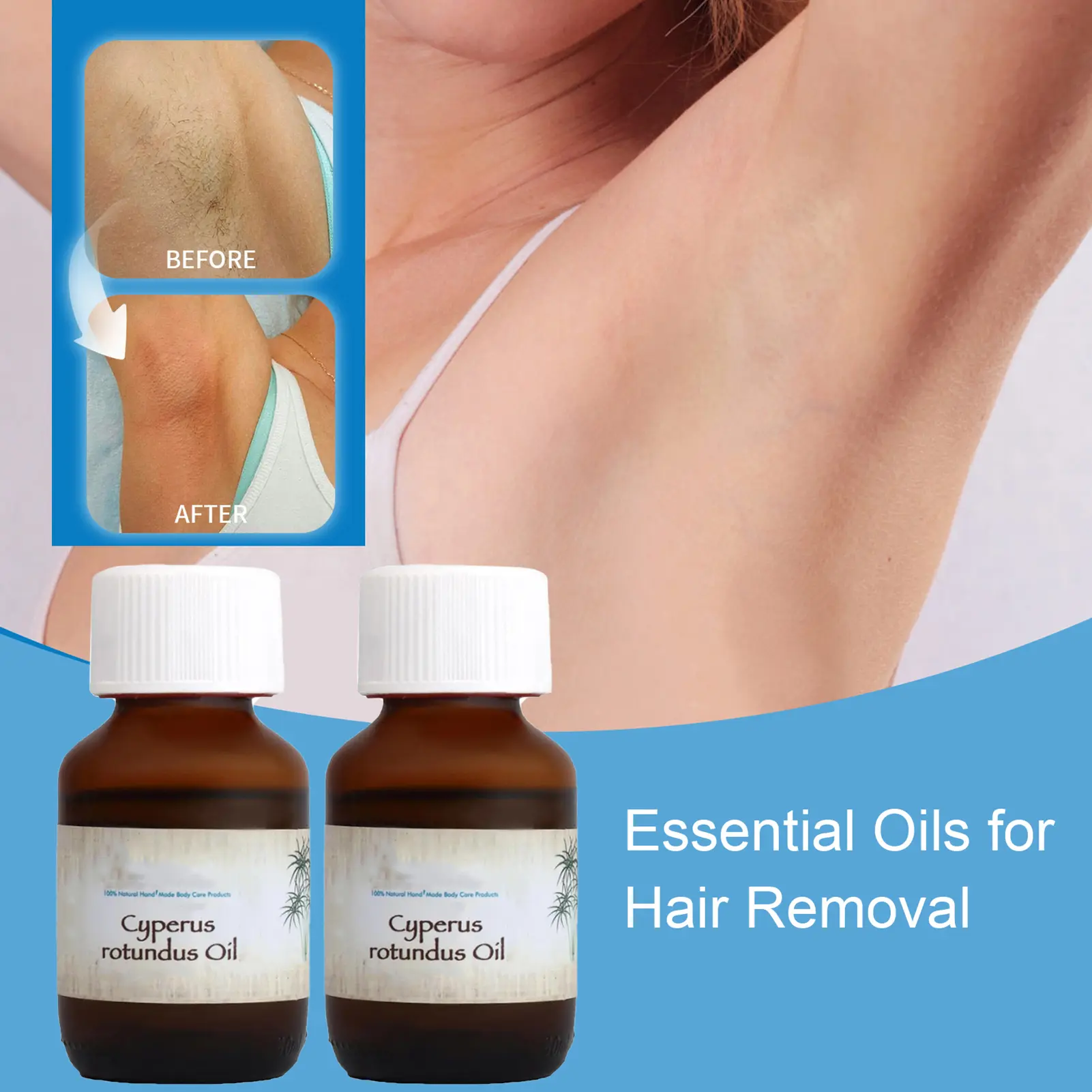 Leiing-60ml Cyperus Rotundus Oil for Hair Removal Reducing Body Hair Growth Natural Essential Oil Nourishes Gentle Skin Care Oil for All Skin Types