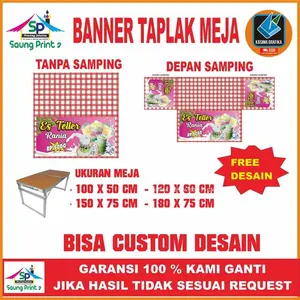Banner Taplak Meja Banner Spanduk Jualan untuk Meja Lipat Portabel Simpel dan Praktis untuk Jualan Bisa Custom dan Free Desain