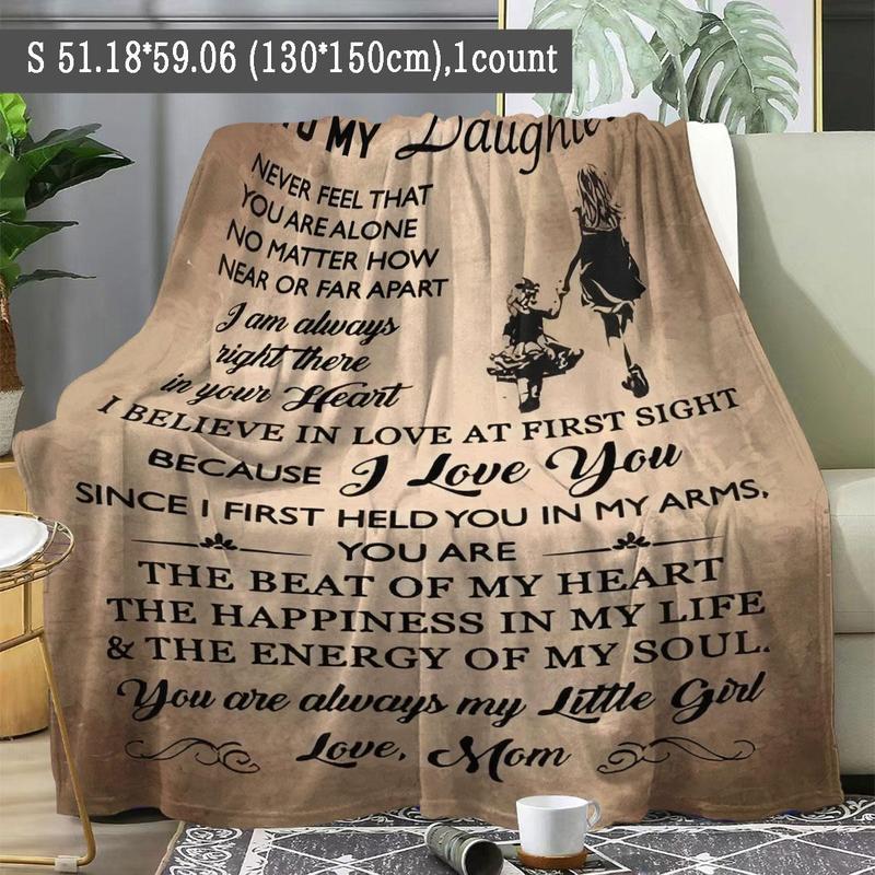 Product Introduction of Letter & Daughter Pattern Blanket, Soft Throw Blanket, Air-conditioned Room Blanket, Warm Nap Blanket for Home Office Travel Camping 3