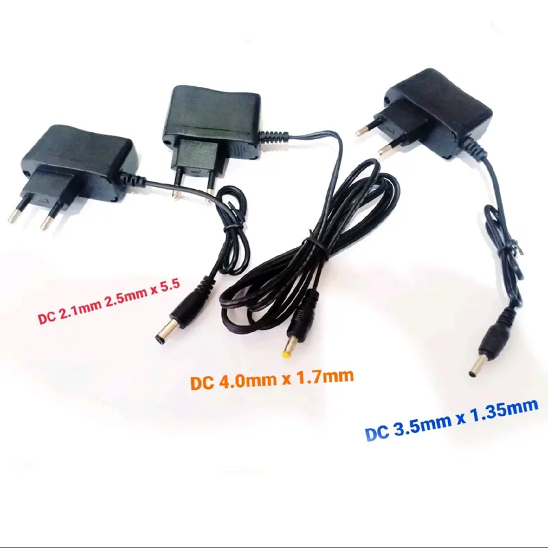original adaptor charger 5v 500ma dc Jack colokan 5.5mm x 2.1mm 2.5mm 4.0mm x 1.7mm 3.5mm x 1.35mm 3.7v 4.2v 5 volt 18650 baterai senter SWAT LED headlamp USB hub lithium 1