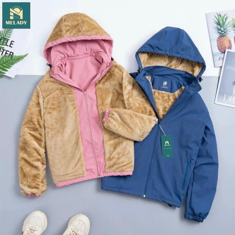 Áo khoác gió lót lông nữ chống nước dày ấm