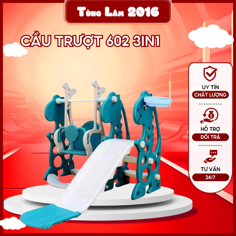 Bộ cầu trượt sich đu bóng rổ 602 cho bé Đồ Chơi