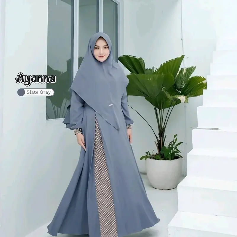 Mys - ayyana gamis set hijab wanita ukuran jumbo M L XL XXL busui priendly 2