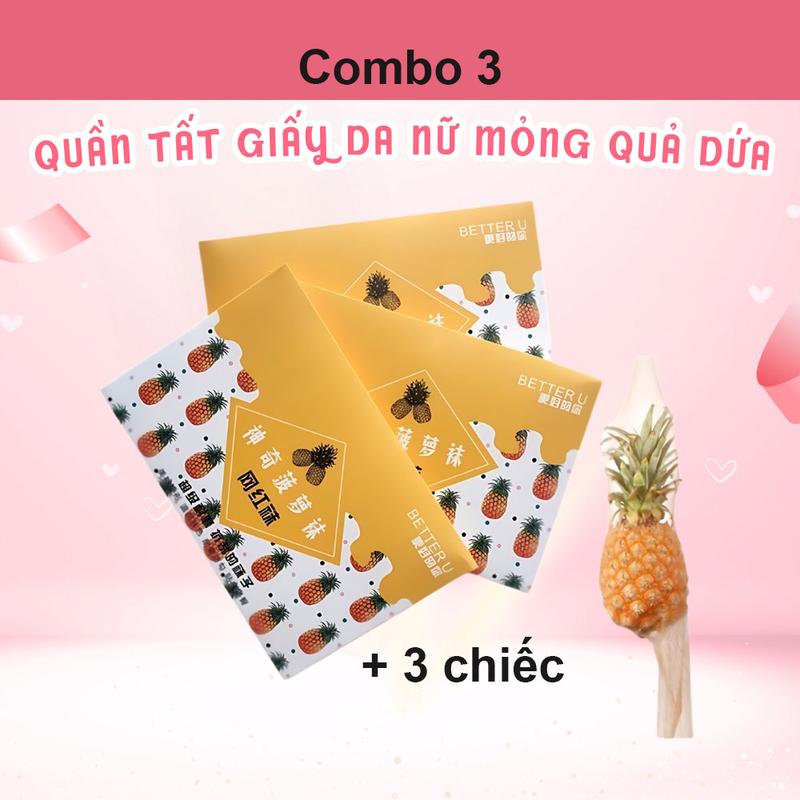Combo 3 quần tất giấy da nữ mỏng quả dứa siêu dai che khuyết điểm chân Voi