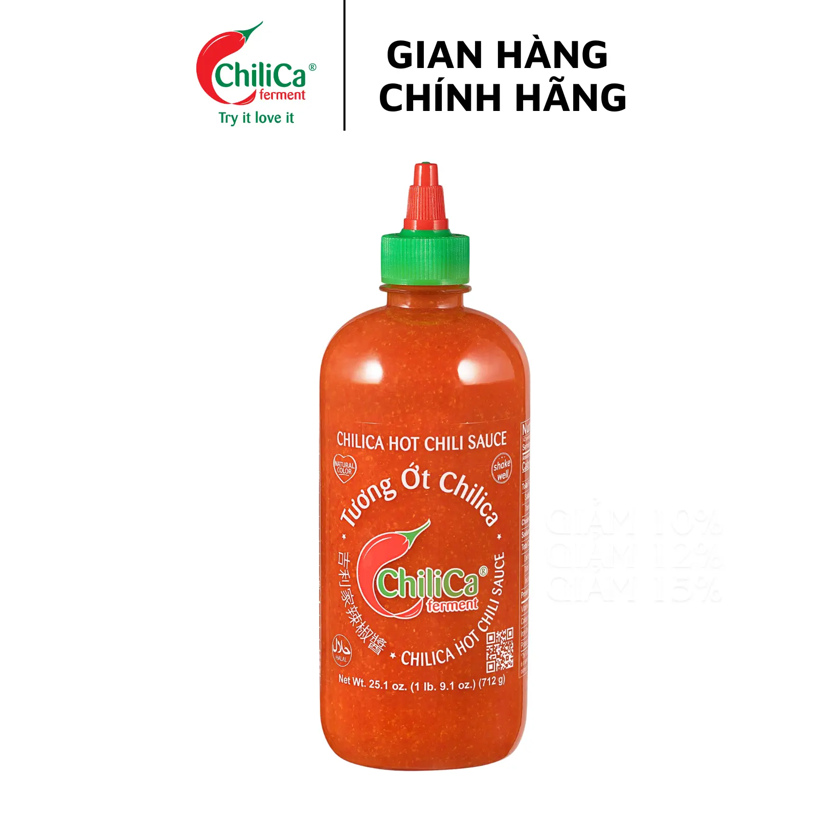 Tương Ớt Chilica 712g - Tương Ớt Lên Men Tự Nhiên, Không Chất Tạo Màu, Không Chất Tạo Cay, Nước Sốt gia vị