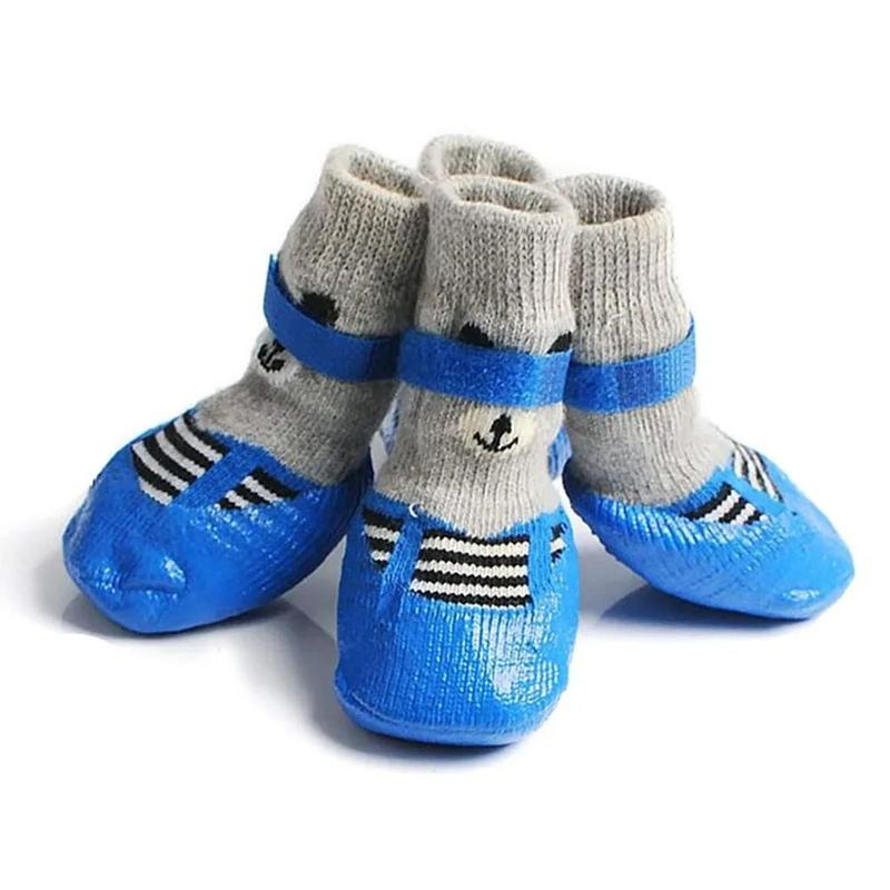 Product Introduction of Autumn Winter Waterproof Pet Boots Shoes Socks Anti-Slip with Adjustable Drawstring Cats Dogs Rubber Socks Rain Snow Boots Pet Supplies Small Puppy Sock Shoes 12