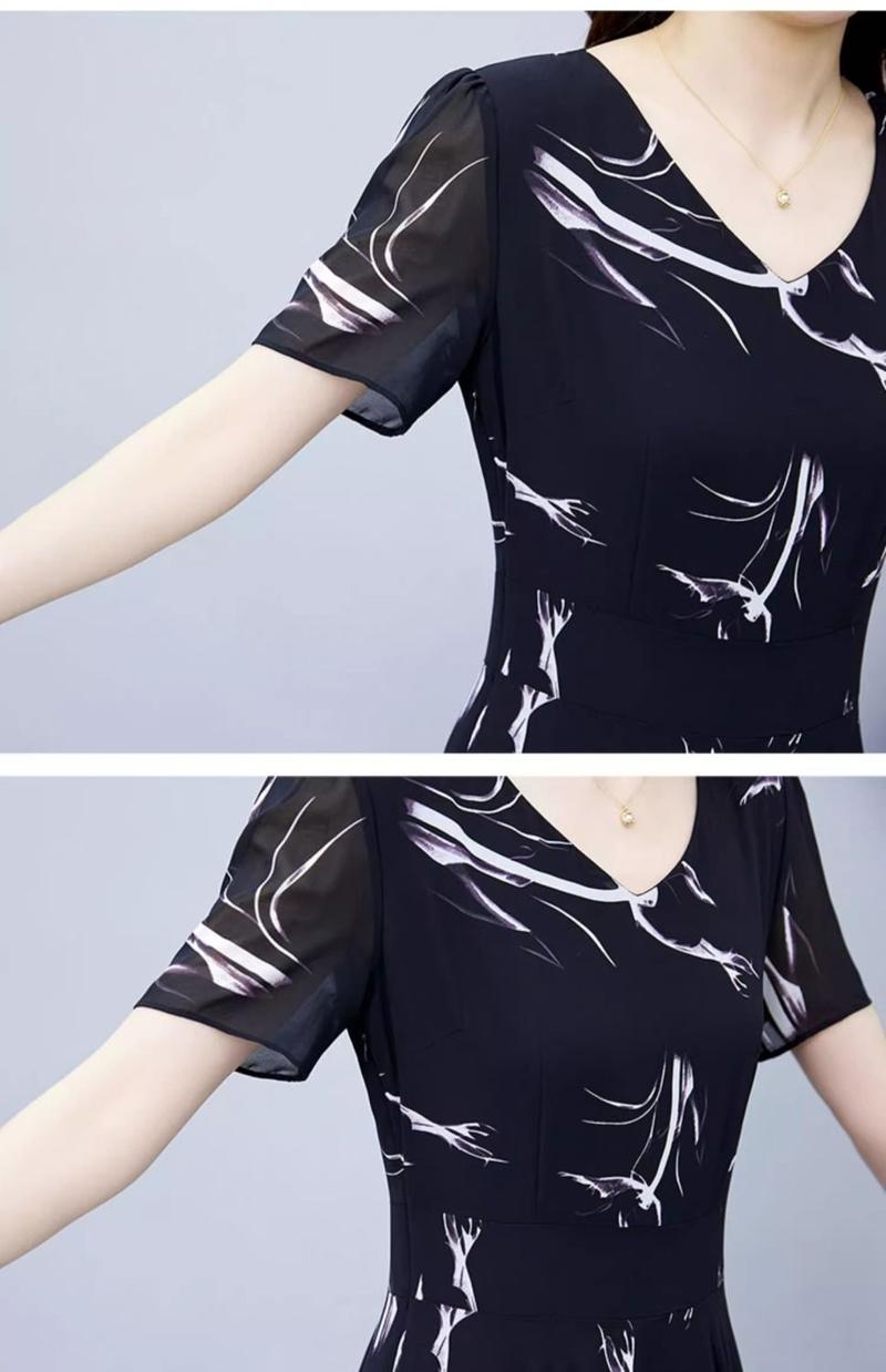 Product Introduction of Váy Cho Mẹ TRUNG NIÊN, Dành Cho Phụ Nữ, Bộ Sưu Tập Xuân Hè, Thiết Kế Hoa Thanh Lịch, Váy ngắn Tay Áo Mỏng, Ngoại Cỡ, Hàng Mới Về, 2024 Women Dress 6