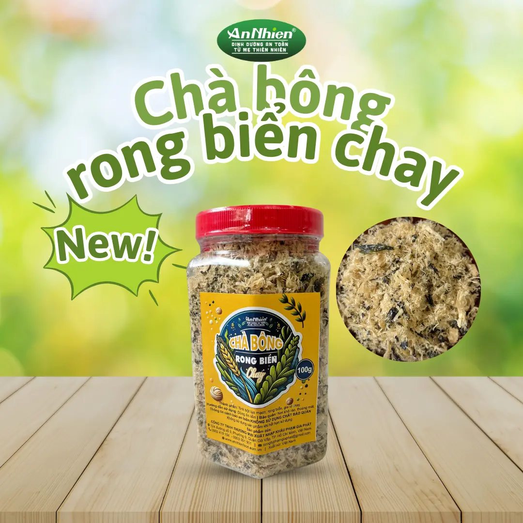 An Nhiên - Chà bông rong biển chay 100g - Combo1(Chà bông,Cá cơm chay,Sườn sả chay) - Combo2(Chà bông, Sườn sả chay,Thịt kho tiêu chay) - Combo3(Chà bông, Sườn mè chay,Thịt kho tiêu chay) - Combo4(Chà bông,Cá cơm chay,Khô bò chay)