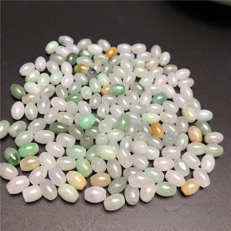 (10 pcs/pack) Myanmar jadeite A goods jade beads long beads 6x8mm woven jewelry jade beads 7