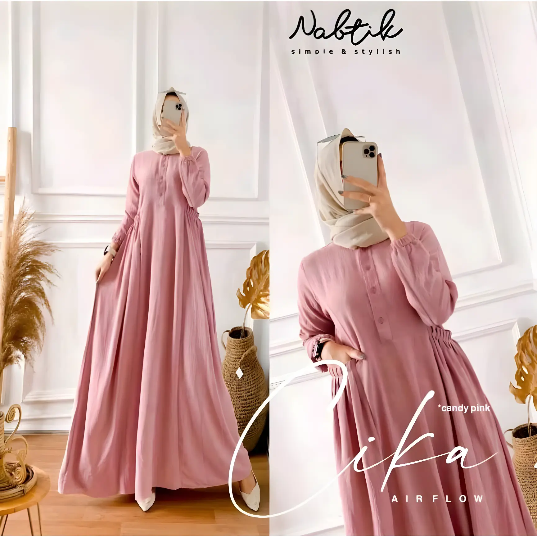 Cika Dress Cringkle Airflow Busana Muslim Wanita Crinkle Gamis Dewasa Remaja Maxi