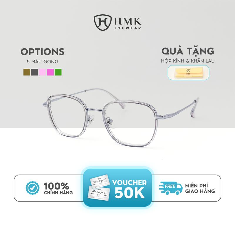 Gọng Kính Cận HMK Eyewear Kim Loại Nam Nữ Hạn Chế Gỉ Sét Form Vuông Bầu Thời Trang Unisex Dễ Đeo - KL22511