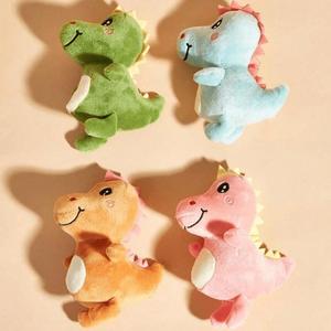 Cute Cartoon Dinosaur Design Pet Plush Toy, 4 Counts/set Durable & Interactive Pet Chew Toy, Pet Teeth Cleaning Toy, Dog & Cat Accessories