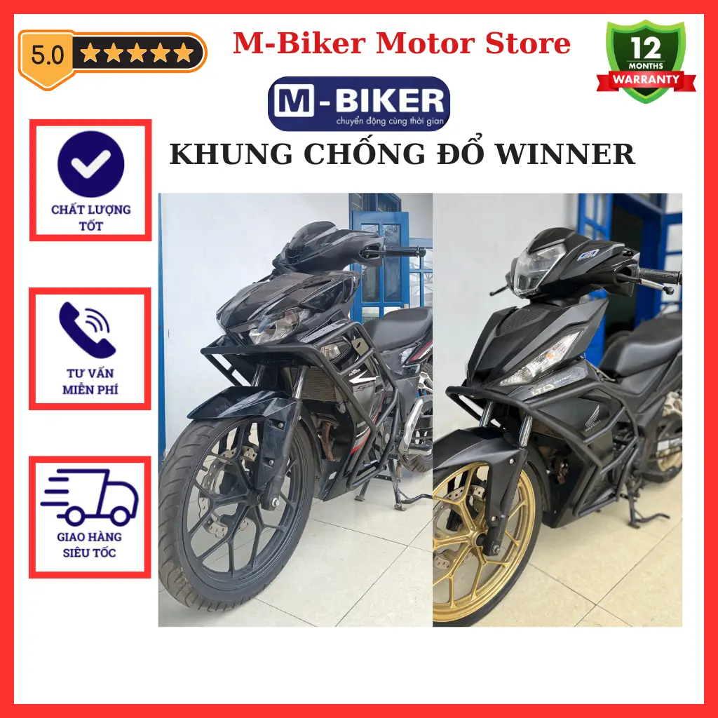 Khung chống đổ WinnerX V1 - V2 - V3 - V4 chống đổ bảo vệ thân xe dành cho Honda Winner