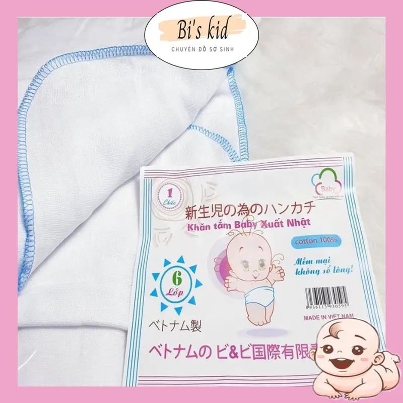 Khăn xô tắm Baby xuất nhật 4-6 lớp cho bé sơ sinh 0