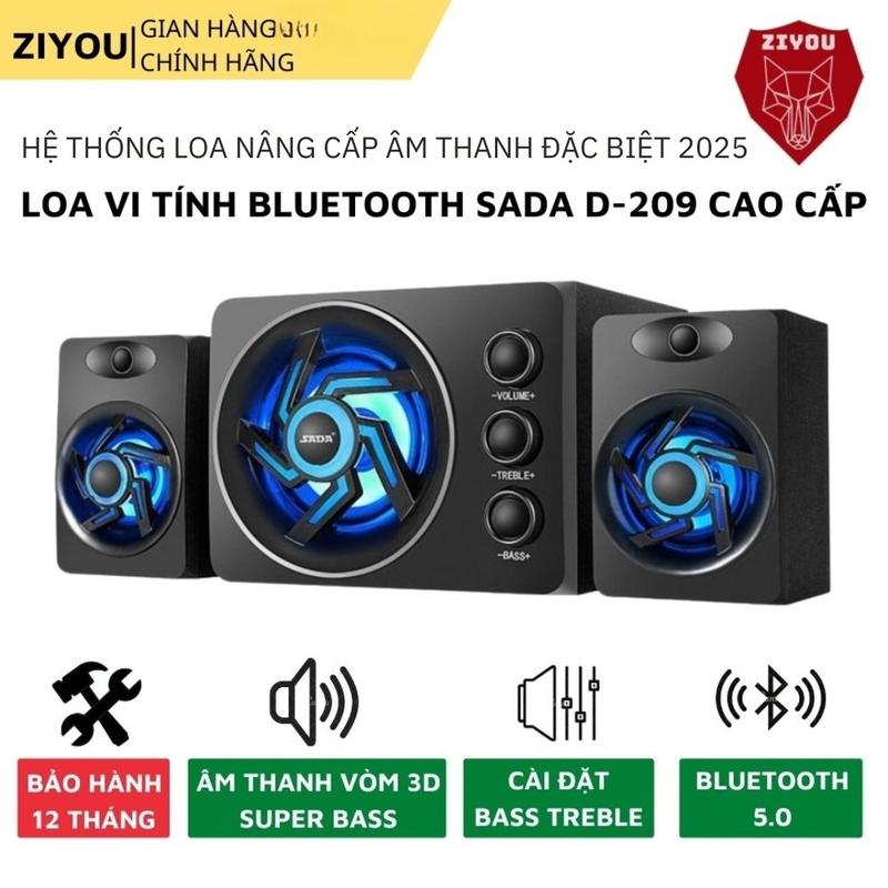 Loa máy tính,vi tính có BLUETOOTH ZIYOU D209 có đèn LED RGB,âm thanh SUPER BASS,nghe nhạc chơi game dành cho PC, Laptop, Điện thoại Củ Loa Chống Nước Loa Vi Tính