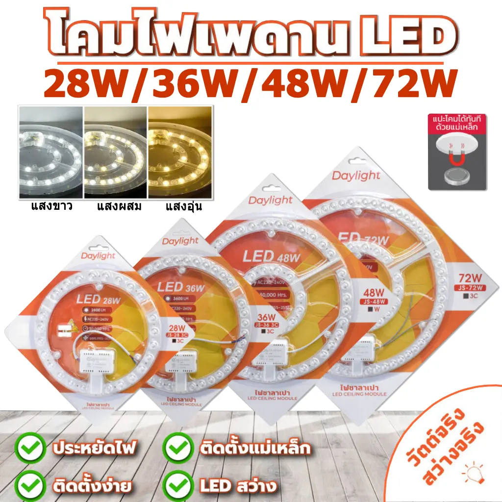 แผงไฟแม่เหล็ก แผ่นชิป แผ่นชิพ แผงไฟ ไฟเพดานLED โคมไฟเพดาน ขนาด 24W/36W/48W/72W แผงไฟพดาน LED กลม