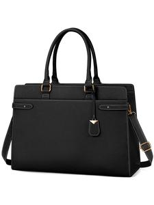 Simple Solid Color Pu Leather Zipper Laptop Bag, Fashionable Large Capacity Portable Laptop Bag, Minimalist Elegant Handbag for Women & Men, Casual Trendy Versatile Daily Commuting Bag