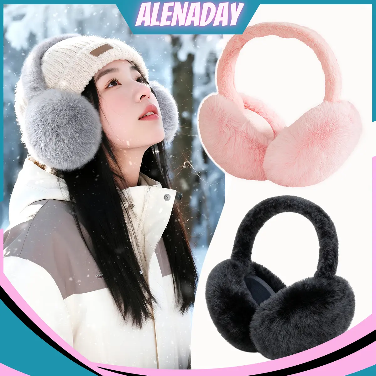 Earmuff Penutup telinga Musim Dingin Bulu Lembut Halus Anti Bising Tekanan Udara HAT06