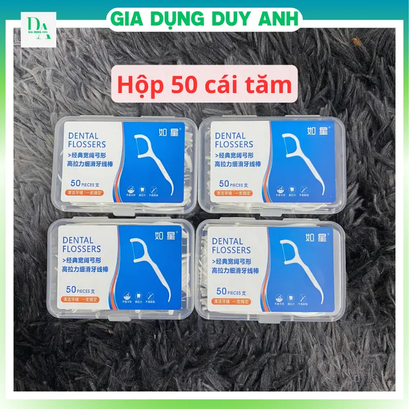 [ Hộp 50 Chiếc ] Tăm Chỉ Nha Khoa okamura sợi chỉ căng mảnh vệ sinh răng miệng GDDA7979 0