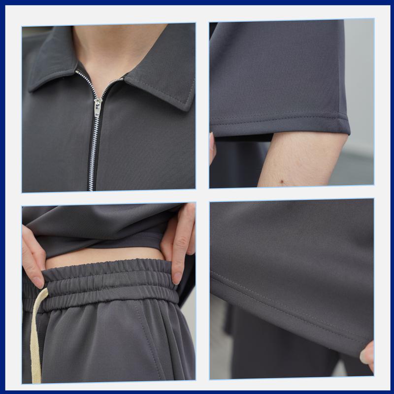 Product Introduction of Bộ quần áo nam nữ thể thao JEAN BOX 07 Màu Xám Chì Đậm chất poly, áo polo cổ bẻ mềm mại, quần short dáng suông dễ phối đồ, mặc thoải mái 2