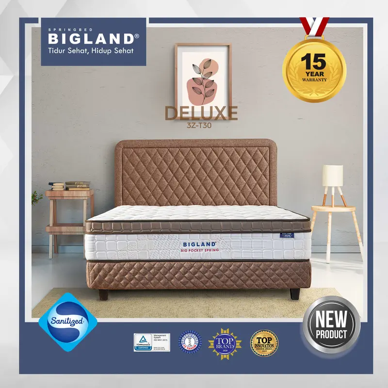 Bigland Springbed DELUXE Plustop - Kasur Saja / 1 SET - FREE BANTAL 0