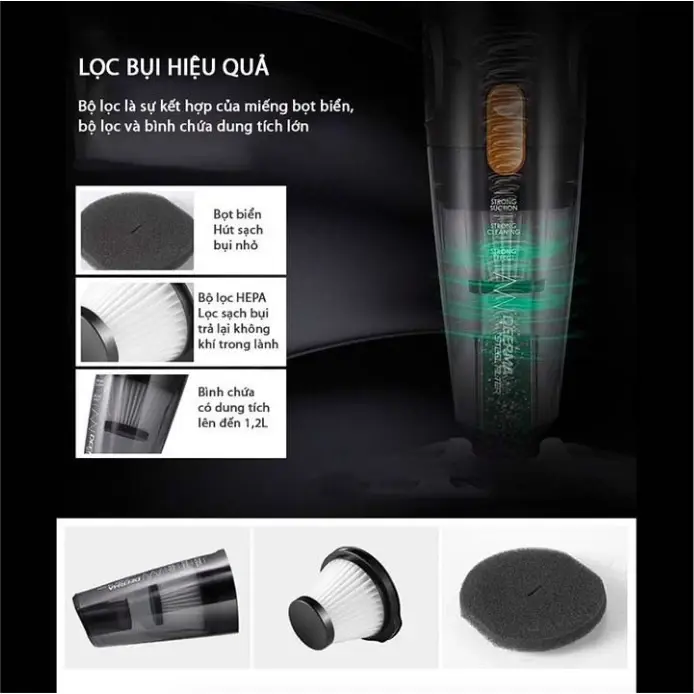 [DEAL SỐC] Máy Hút Bụi Cầm Tay Deerma DX115C/DX118C SEA Công Suất 600W Lực Hút 15000PA - 3 Đầu Hút - BH Chính Hãng 12 tháng Máy Hút Bụi Làm Sạch mayhut bui 4