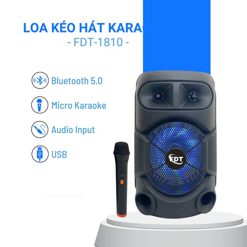 [Có Tặng Micro] Loa Karaoke Nghe Nhạc Kèm Micro Không Dây FDT-1810, Bass 20cm - Âm thanh sống Động, Thiết Kế Độc Lạ - Bảo Hành 12 Tháng - Trải Nghiệm Loa Và Đổi Trả Sản Phẩm Lỗi Trong 7 Ngày Đầu Tiên. Củ Loa Kem Bluetooth loa bluetooth nhac