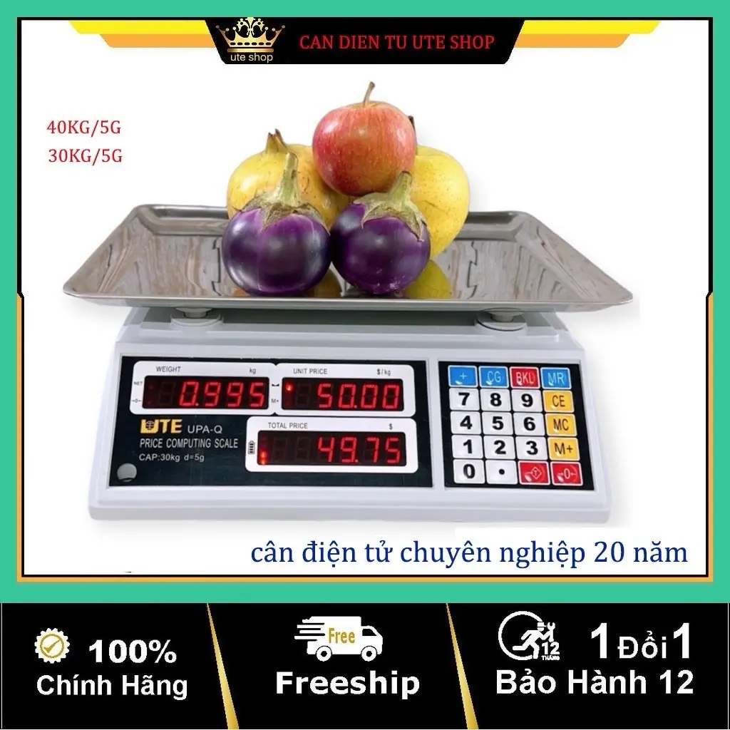 Cân Điện Tử Tính Tiền UTE(UPA-Q).2 Mặt 30kg & 40kg ( Bảo Hành 1 năm )