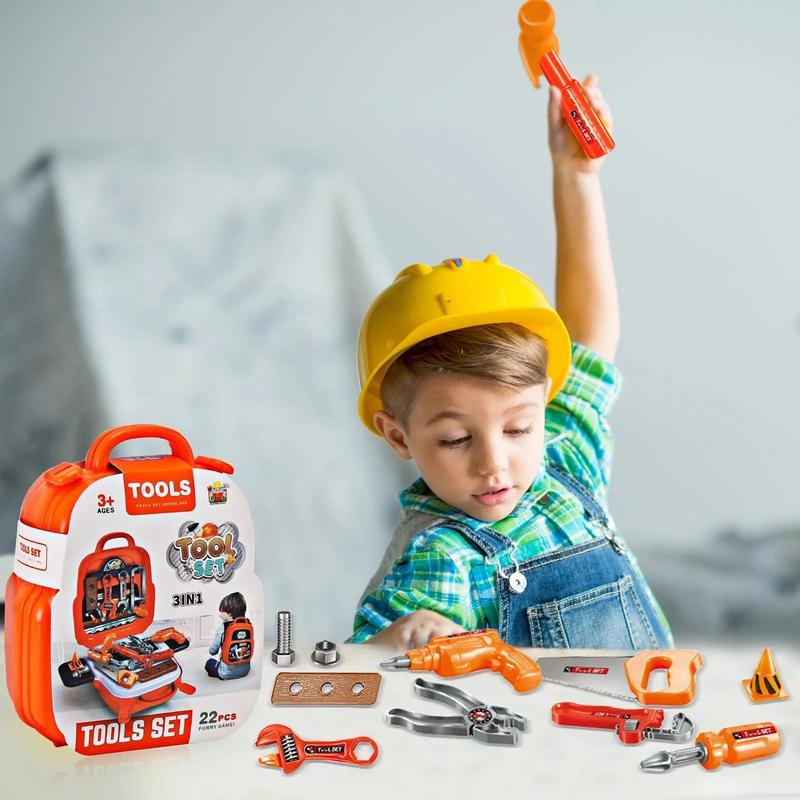 Product Introduction of Christmas Repair Tool Backpack, 22pcs/set Drill & Tool Box Pretend Toy Kit, Durable & Portable Fun Tool Set for Birthday Gifts, Thanksgiving Christmas Gift Set, Stocking Filler 16