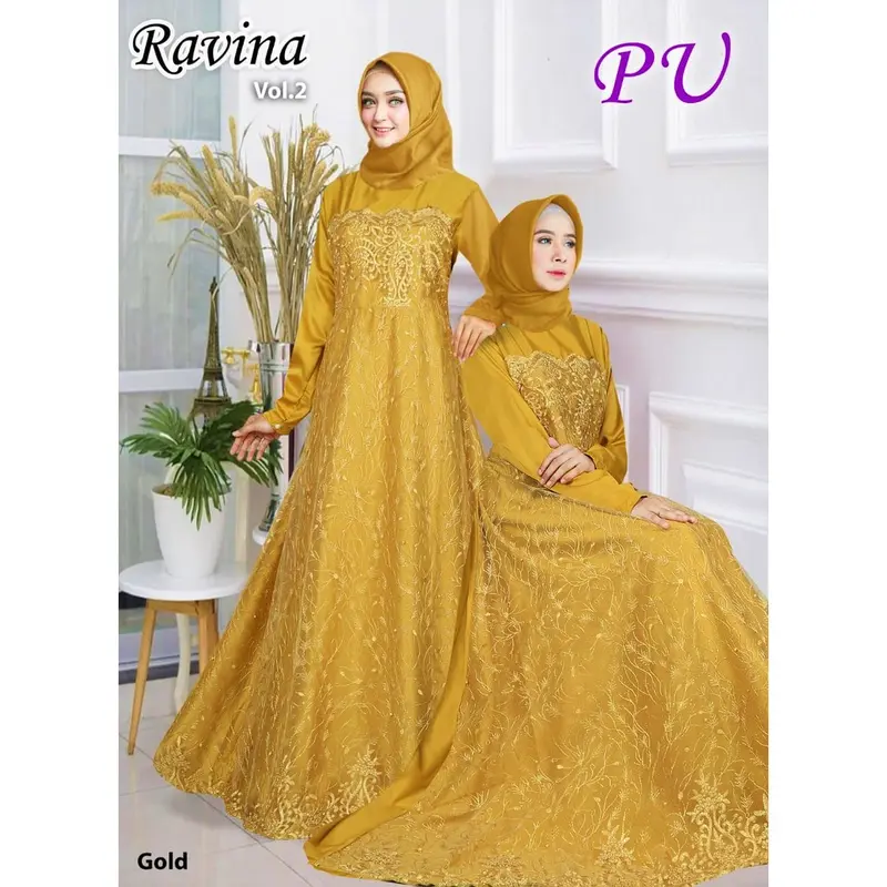 GAMIS BRUKAT RAVINA BUSUI KEBAYA TILE MAXY DRESS KONDANGAN EXCLUSIVE WANITA MUSLIM MURAH 3