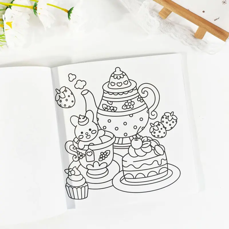 Food Drink Pattern Coloring Book, Bread and Sweets Coloring Book, Bold and Easy Coloring Book, Simple and Large Design Coloring Book for Adults & Teens 5