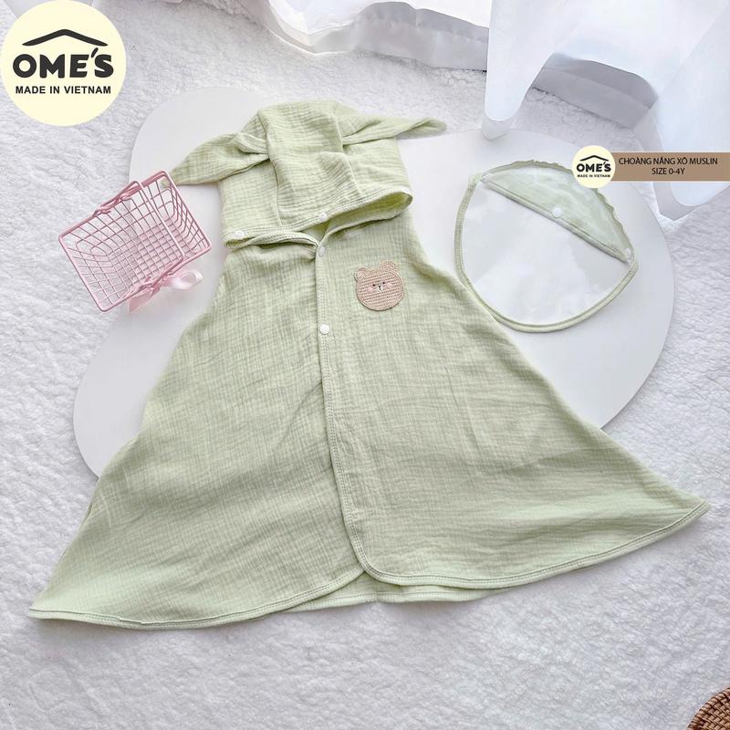 Áo choàng chống nắng Ome's kèm kính chắn gió, bụi  vải xô Muslin cho bé mùa hè 5