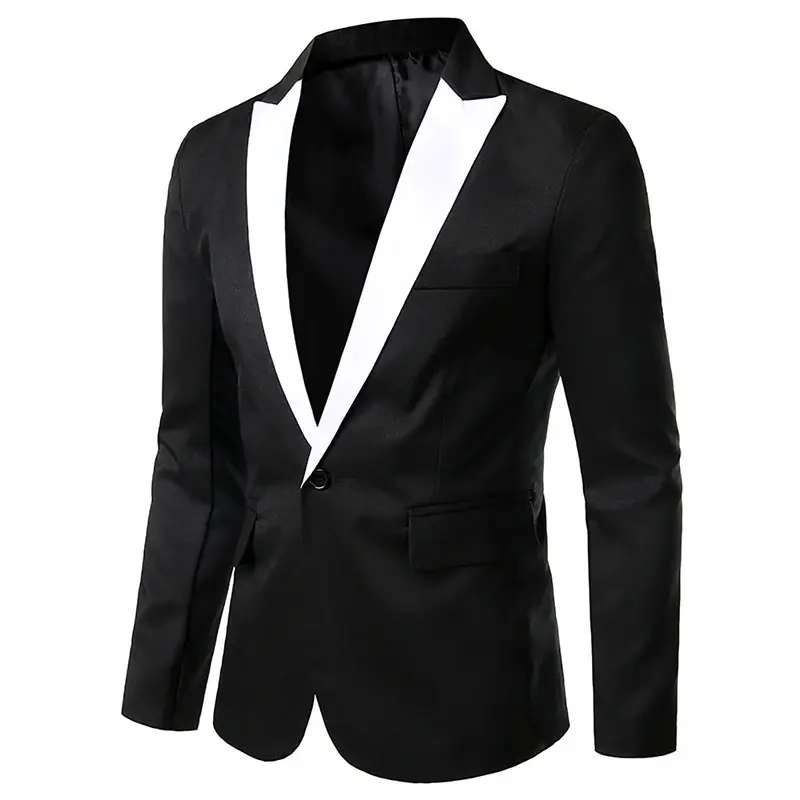 Áo Blazer Nam, gehirux, Thiết Kế Khối Màu, Dài Tay, Cổ Bẻ Một Nút, Dáng Ôm, Thích Hợp Cho Mùa Xuân Và Mùa Thu, Áo Khoác Vest Công Sở Menswear Jacket 6